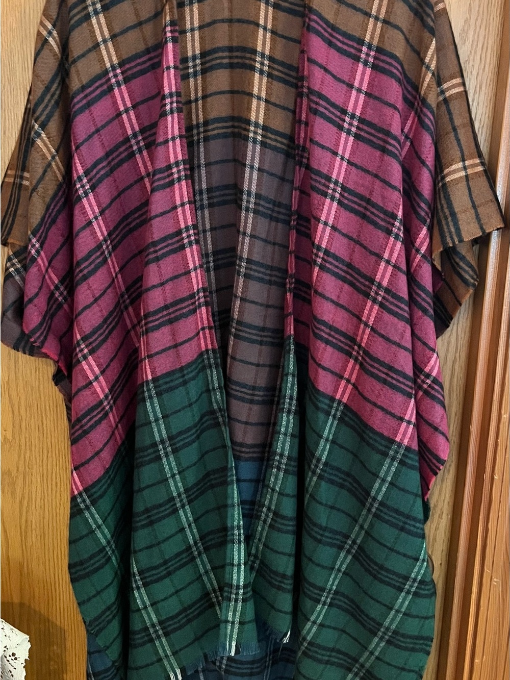 Do everything in love Plaid Open-Front Wrap